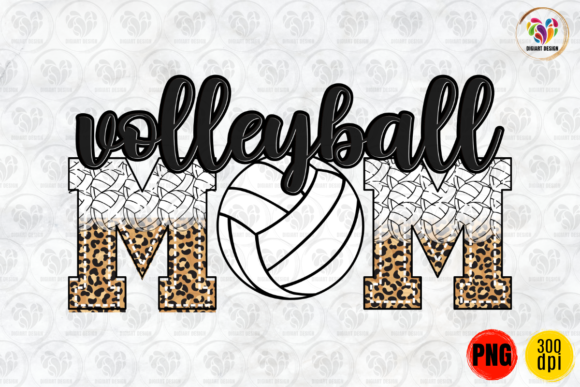 Volleyball Mom Leopard Sublimation: Graphics & Print Templates